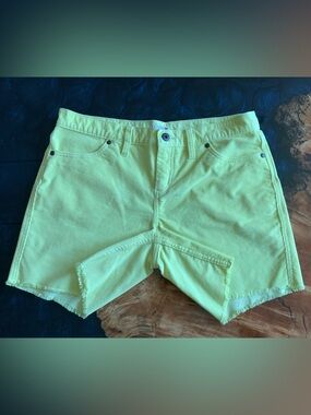 Carve Designs Neon Yellow Frayed Hem Denim Shorts